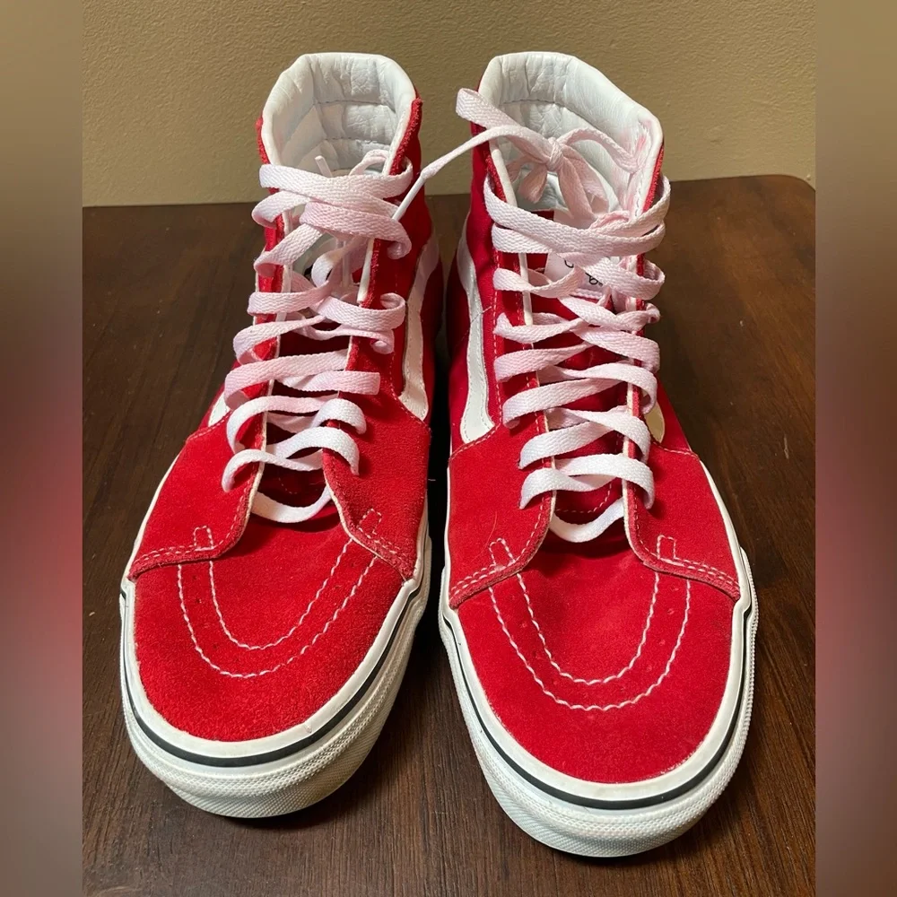Vans * Sk8-Hi Shoes / Hi-Top Sneakers, Red / White, Men’s  8.5 / Women’s 10